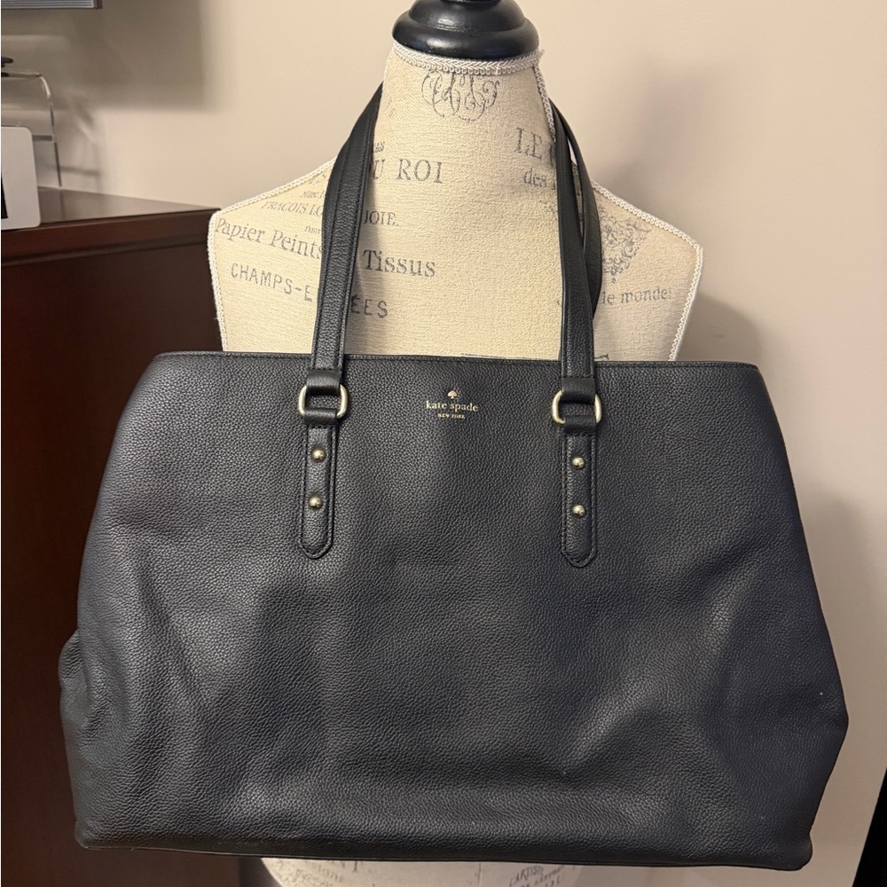 kate spade Black Pebbled Leather Top-Handle Tote